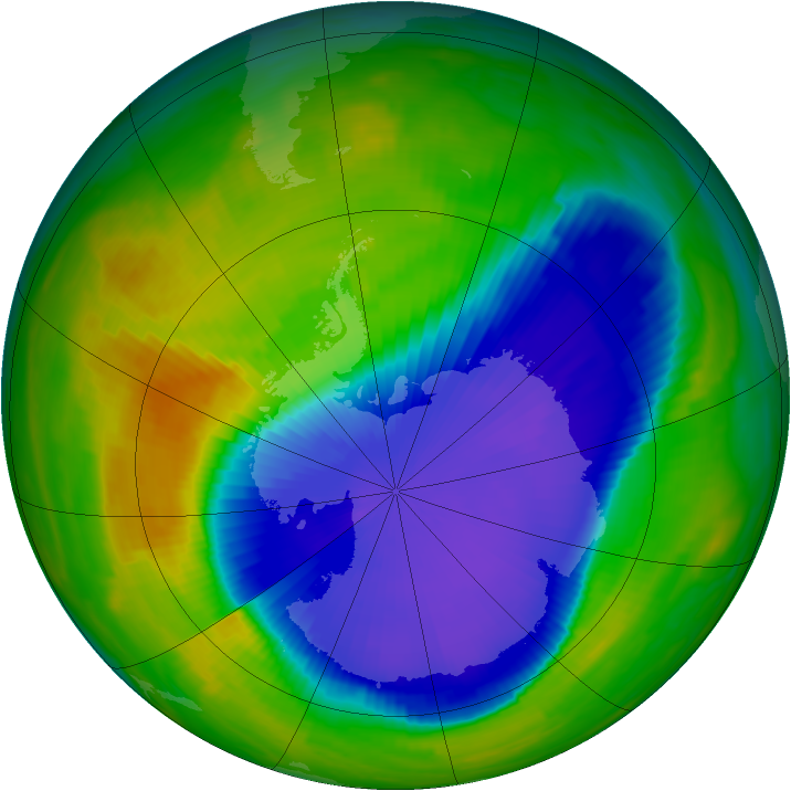 Antarctic ozone map for 26 October 1996